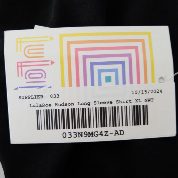 LuLaRoe Hudson Black Long Sleeve Graphic Shirt Size XL NWT - Picture 6 of 9